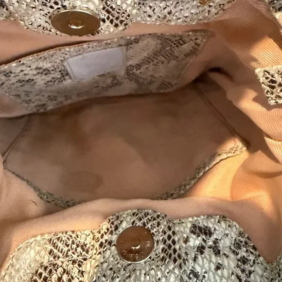 TMRW Studio Mateo Snakeskin Embossed Leather Fold-Over Clutch Purse Women's Bag - Picture 7 of 8